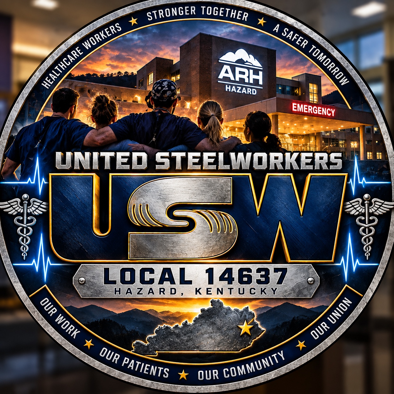 USW Local 14637 healthcare workers emblem